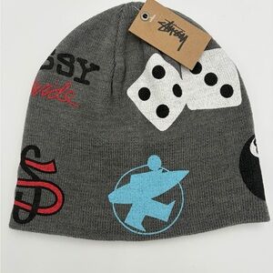 Stussy Mixed Logo Skullcap Grey Beanie